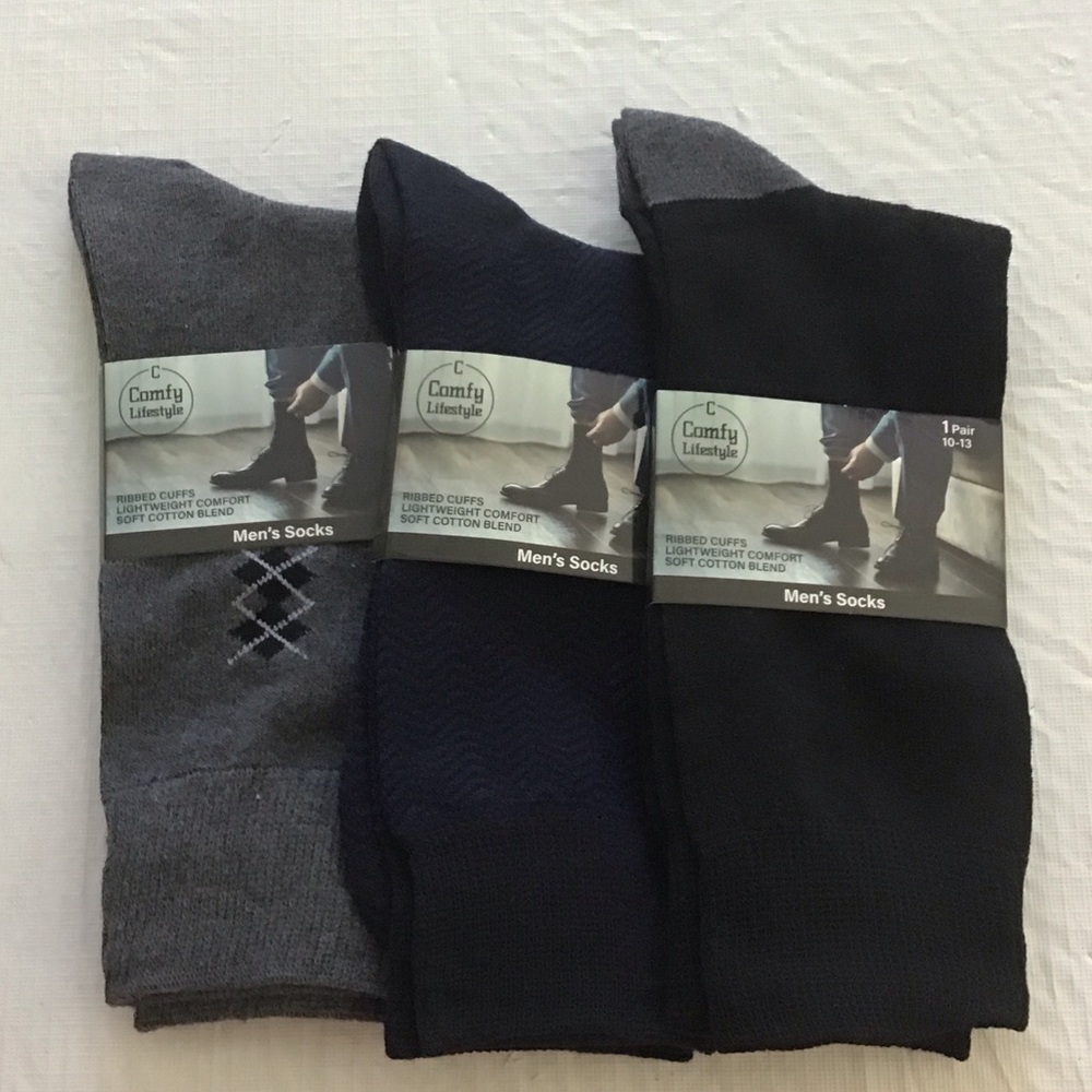 Men's Dress Socks - Gray, Navy, and Black